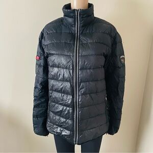 Second Skin Down Puffer Packable Black Jacket, men’s small